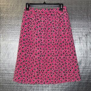 Chic Pink and Black Floral A-Line Skirt